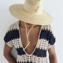 Handmade Ladies Crochet Natural Nature Straw Bucket Hat Spring Summer Beach Panama Fedoras Caps