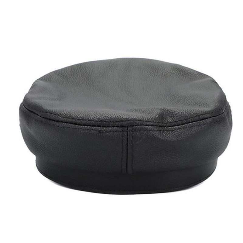 Brown Military Captains Hat Genuine Leather Newsboy Cap Flat Autumn Winter Luxury Designer Sailor Caps