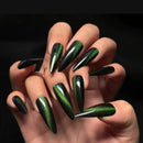 Green Cat Eye False Nails Unique Design Nails Sweet Cool Detachable Press on Nails Spice Girls Almond