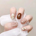 24Pcs Red Gradient Press on Nails Medium Coffin Nails with Glue Silver Lines Acrylic Nails