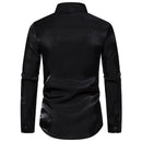 Shirt Men Long Sleeve Silk Satin Dress Shirts Mens Hip Hop Streetwear Casual Top