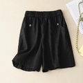 Linen Shorts Pants Casual Button Up High Waist Wide Leg Pants Clothing