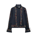 Fall New Women Long Sleeve Stand Collar Layered Decor Shirt