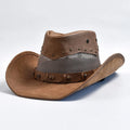 Leather Western Cowboy Hat For Men Wide Brim Gentleman Church Jazz Cap Hats