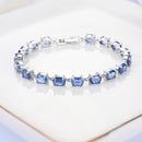 925 Sterling silver chain bracelet with natural kyanite blue gemstones fine jewelry for women