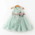 Sleeveless Baby Kids Lace Mesh Dresses for Children's Wedding Clothing Princess Girls Flowers Dress