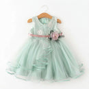 Sleeveless Baby Kids Lace Mesh Dresses for Children's Wedding Clothing Princess Girls Flowers Dress
