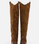 Winter Long Boots Women Shoes Western Leather Zipper Pointed Thick Heel High Heels Over The Knee Boots