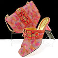 Rhinestone Metal Design Strange High Heel Style Peep Toe Shoes and Bag Set