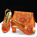Ladies Crystal Shoes And Matching Bag Set Style Woman High Heel Shoes And Bag Set Free Shipping