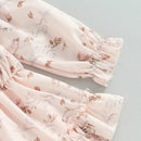 Baby Girl Fall Bodysuit Outfits Long Sleeve Floral Jumpsuit Dress with Headband Set