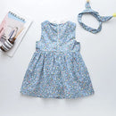 Girls Dresses Floral Dress Kids Baby Clothes Children Outfits Free Headband