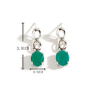 Natural green agate Earrings for women 925 Silver with lucky gems paired with fine jewelry