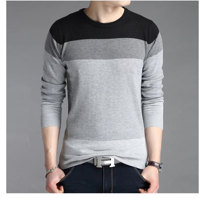 Men  Sweater Autumn Sport Sweaters Leisure Pullover Male Sweater Striped Slim Sweaters Men