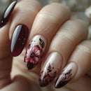 Nails Flower Mid-length Nail French Almond Manicure Removable Wearable Nail Tips Art