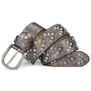 Rivet Luxury Designer Punk Set Auger Belts Women Female Genuine Real Leather Waist Handmade Strap for Jeans