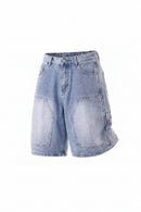 Light blue denim shorts on a white background, Obroi