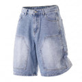 Summer Men's Denim Shorts Loose Straight Knee Length Jeans Men Jean Short Pants