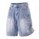 Summer Men's Denim Shorts Loose Straight Knee Length Jeans Men Jean Short Pants