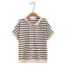 Women T-Shirt Summer Short Sleeve Ice Silk Knitting Hooded Tops Loose Tees Oversized Curve Clothes