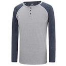 Men Henry Collar Casual Men's Cotton Blouse Shirt Men Neck Buttons Tshirts