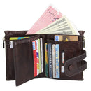 Leather Purse Men Clutch Wallet Double Zipper Card Holders Vintage Genuine Leather Coin pocket Short Wallet