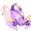 Shinning Crystal Mid Heel Gold Newest Shoes and Bag Set