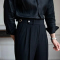 Men Straight Fit Suit Pants Formal Retro Pants Casual Trousers Dress