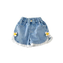 Summer Baby Children Clothing Girls Sweet Shorts Lace Small Flower Thin Denim Pants