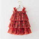 Sleeveless Children's Cake Dress Princess Girls Mesh Dance Dresses Birthday Baby Dress 1-7Y