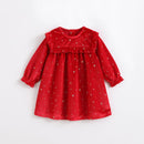 Christmas Dress for Girls Long Sleeve Baby Red Dresses Sisters Velvet Princess Clothes Cotton Sundress Kid Spanish