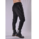 Casual and versatile pants personalized zipper small foot Harlan pants men's slim fitting and legged overalls trend