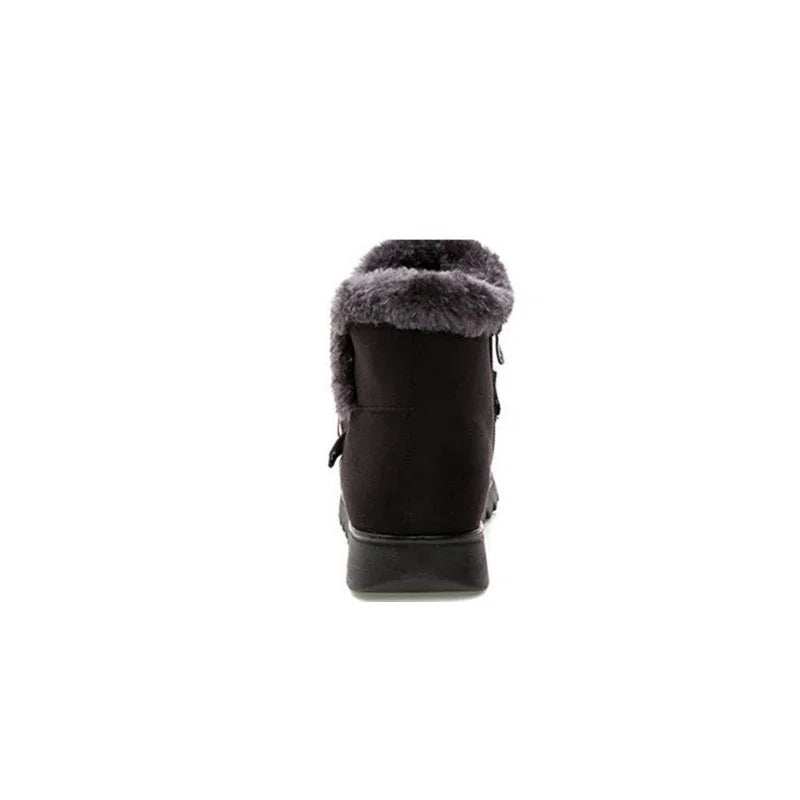 Warm snow boots short fur plush winter ankle shoes women