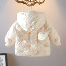 Girl's Thicked Warm Cotton Jacket Autumn Winter Glossy Hooded Coat Baby Girls Princess Cotton-padded Outerwear