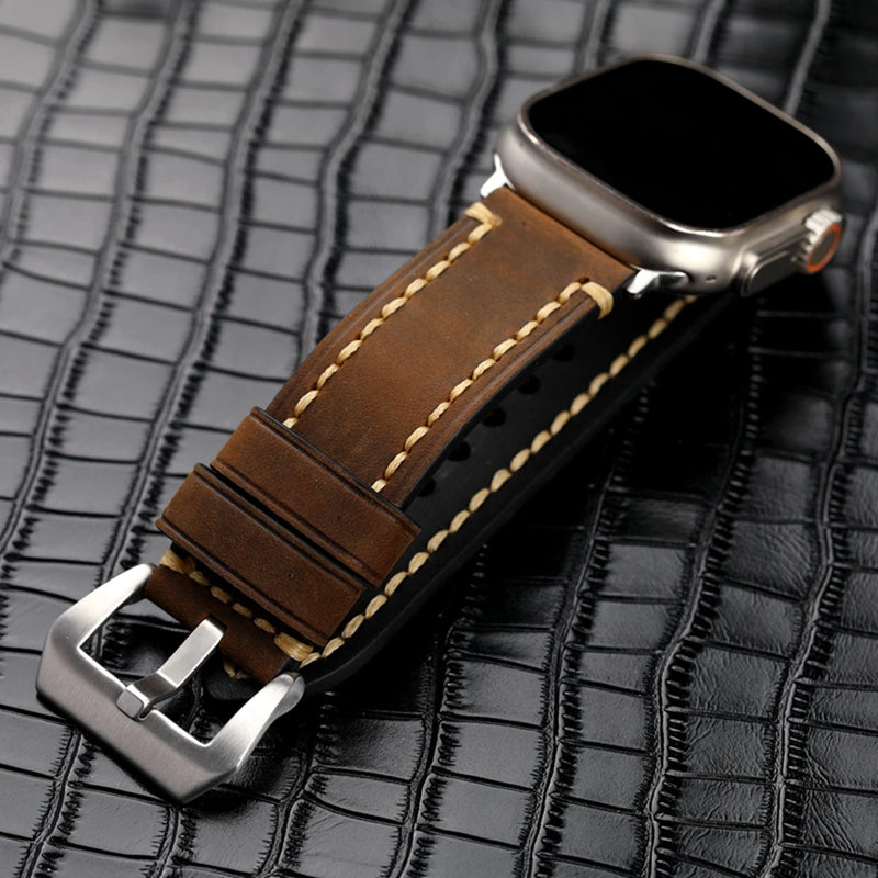 Handmade Vintage Leather Strap for iWatch Apple Watch Men's Bracelet