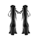 Women lace up pointed autumn and winter thick heels western short boots