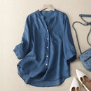 Shirt Women Loose Fit Shirt Solid  Women Casual Shirt Loose Fit 3/4 Sleeve Top