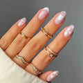 White Love Heart Nail Valentine's Day Press on Nails Short Coffin Head Acrylic Nail Tips