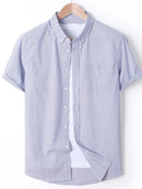 Spring Summer Cotton Short-sleeved Shirt Men's Business Casual Plaid