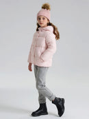Little Girls Puffer Winter Jacket Toddler Girls Faux-Down Fleece Lined Mid-Weight Cute Water-Resistant Coat