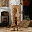 Spring Autumn Men Cargo Pants Loose Fit Straight Leg Cotton Casual Long Pants For Men