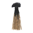 A bundle of synthetic dreadlocks or box braids with a black-to-tan ombre transition, shown against a plain white background, Obroi