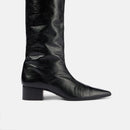 Black Over the knee boots Pointed toe Slip-on Middle heel Modern boots Modern boots