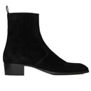 Men Chelsea Boots Handmade Pointed Toe Mid-heel Business Zip Men Ankle Boots