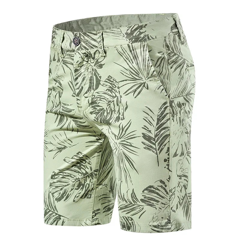 Summer Cotton Floral Hawaii Style Casual Chino Shorts Men Casual Business Men Shorts