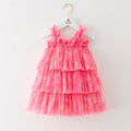 Sleeveless Children's Cake Dress Princess Girls Mesh Dance Dresses Birthday Baby Dress 1-7Y