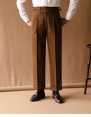 Pants Men Social Trousers Office-trouser Retro Gentlemen Naples Casual Suit Pant Men Straight Dress Pants