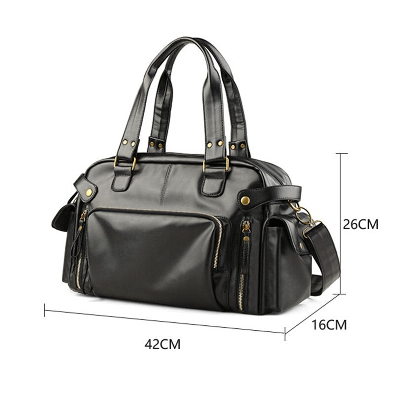 Male Travel Duffle Bag High Quality Leather Retro Sport Fitness Training Luggage Handbag For Man Crossbody Shoulder Bags