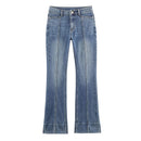 Spring Women's Seam Flared Jeans Zipper High Waist Slim Trousers Stretch Jeans