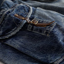 Autumn winter vintage loose straight leg jeans men's large pocket cargo casual pants